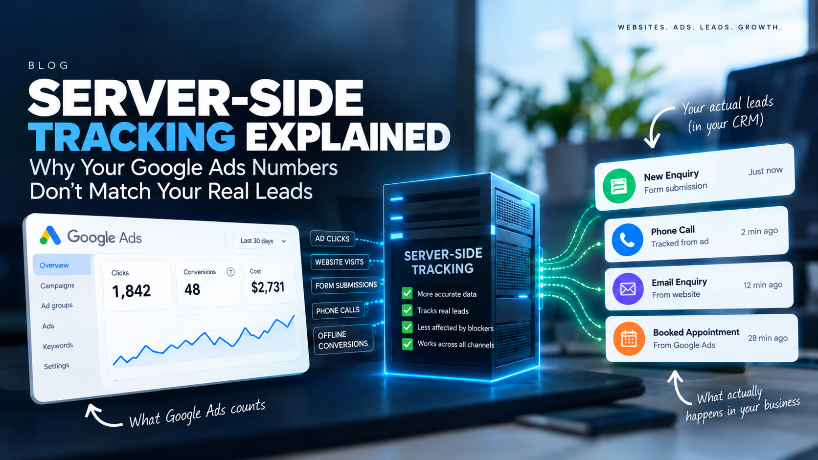 Server-Side Tracking Explained: Why Your Google Ads Numbers Don't Match Your Real Leads