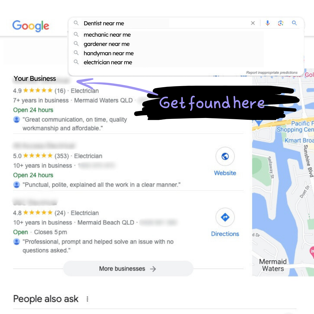 Google Map Pack result for a local service business